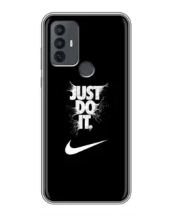 Чехол для TCL 30E с картинкой «Текстовый принт Nike»