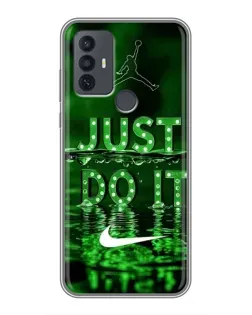 Чехол для TCL 30E с картинкой «Зеленый неоновый Nike»