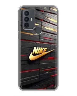 Чехол для TCL 30E с картинкой «Золотой Nike на металле»