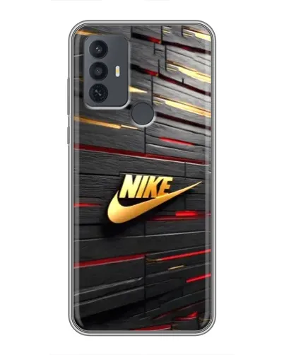 Чехол для TCL 30E с картинкой «Золотой Nike на металле»