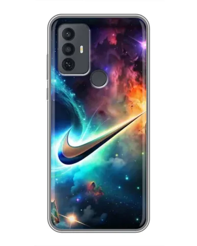 Чехол для TCL 30E с картинкой «Космический Nike Swoosh»