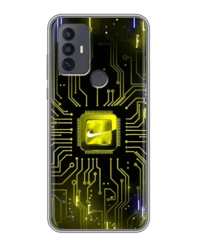 Чехол для TCL 30E с картинкой «Nike — золотая искра»