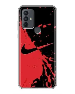 Чехол для TCL 30E с картинкой «Красные брызги Nike»