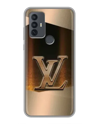 Чехол для TCL 30E с картинкой «LV — золотое сияние»