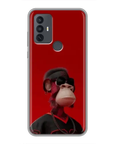 Чехол для TCL 30E с картинкой «Bored Ape в красном»