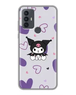 Чехол для TCL 30E с картинкой «Kuromi и лавандовые сердца»