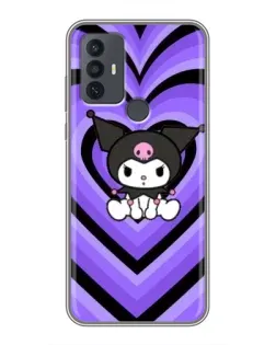 Чехол для TCL 30E с картинкой «Kuromi и фиолетовые сердца»
