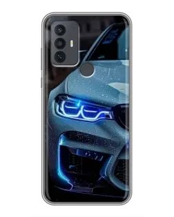 Чехол для TCL 30E с картинкой «Взгляд BMW с синими фарами»