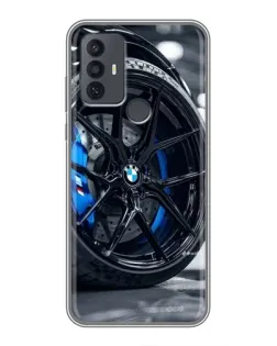Чехол для TCL 30E с картинкой «Колесо BMW вблизи»