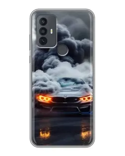 Чехол для TCL 30E с картинкой «BMW в дыму»