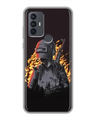 Чехол для TCL 30E с картинкой «PUBG — огненный силуэт»