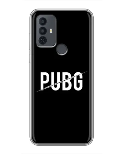 Чехол для TCL 30E с картинкой «PUBG — белый логотип»