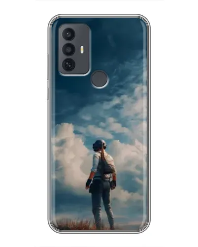 Чехол для TCL 30E с картинкой «Герой PUBG на скале»
