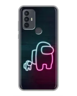 Чехол для TCL 30E с картинкой «Among Us неон-арт»