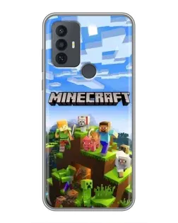 Чехол для TCL 30E с картинкой «Minecraft классический мир»
