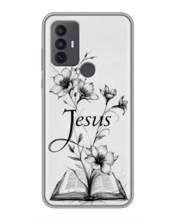 Чехол для TCL 30E с картинкой «Цветы и Библия»