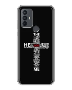 Чехол для TCL 30E с картинкой «Текстовый крест» Чехол для TCL 30E с картинкой «Текстовый крест»