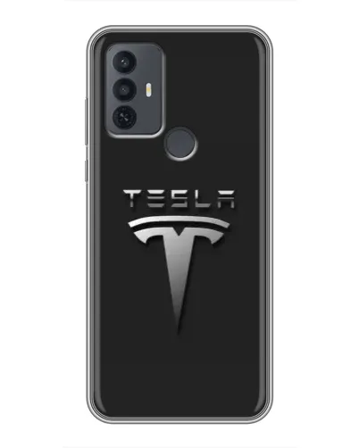 Чехол для TCL 30E с картинкой «Стальной логотип Tesla»