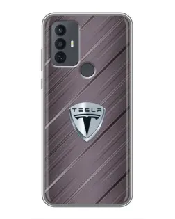 Чехол для TCL 30E с картинкой «Металлическая текстура Tesla»