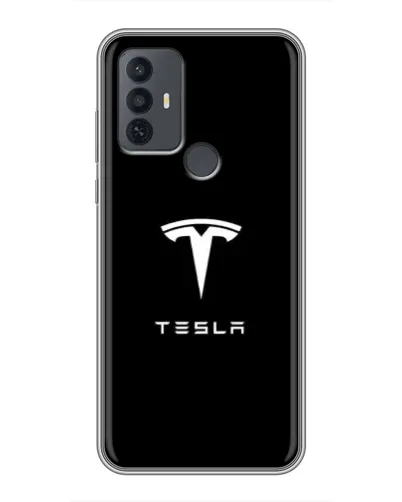 Чехол для TCL 30E с картинкой «Tesla White Logo»
