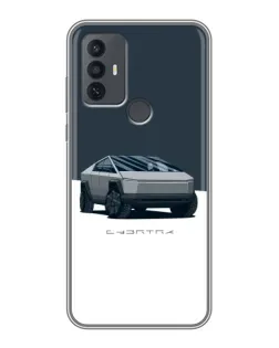 Чехол для TCL 30E с картинкой «Серебристый Cybertruck Tesla»