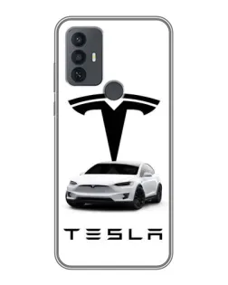 Чехол для TCL 30E с картинкой «Tesla White Style»