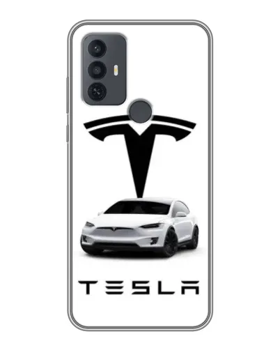 Чехол для TCL 30E с картинкой «Tesla White Style»