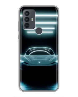 Чехол для TCL 30E с картинкой «Tesla в неоне»