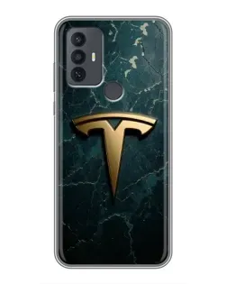 Чехол для TCL 30E с картинкой «Мраморная Tesla Gold»