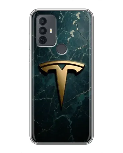Чехол для TCL 30E с картинкой «Мраморная Tesla Gold»