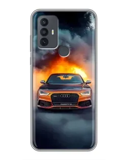 Чехол для TCL 30E с картинкой «Audi в огненном дыму»