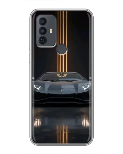 Чехол для TCL 30E с картинкой «Lamborghini золотые линии»