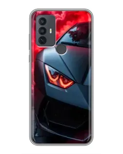 Чехол для TCL 30E с картинкой «Lamborghini красное сияние»