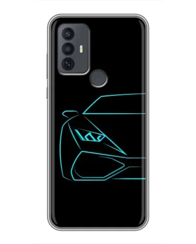 Чехол для TCL 30E с картинкой «Голубой силуэт Lamborghini»