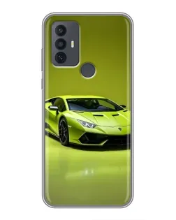 Чехол для TCL 30E с картинкой «Салатовый Lamborghini Huracan»