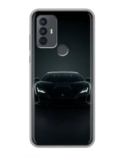 Чехол для TCL 30E с картинкой «Черный Lamborghini Aventador»