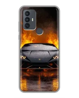 Чехол для TCL 30E с картинкой «Lamborghini в огне»