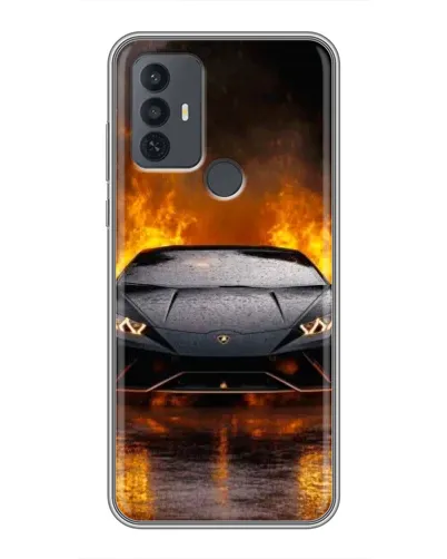 Чехол для TCL 30E с картинкой «Lamborghini в огне»