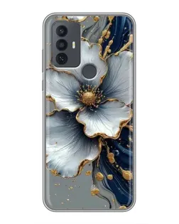 Чехол для TCL 30E с картинкой «Белый цветок и золотой флюид» Чехол для TCL 30E с картинкой «Белый цветок и золотой флюид»