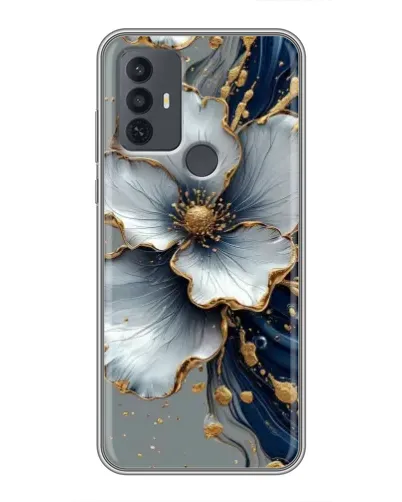 Чохол для TCL 30E з картинкою «Біла квітка та золотий флюїд» Чохол для TCL 30E з картинкою «Біла квітка та золотий флюїд»