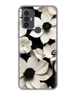 Чехол для TCL 30E с картинкой «Объемные белые цветы»