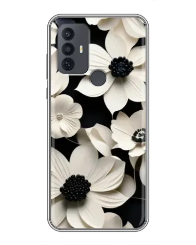 Чехол для TCL 30E с картинкой «Объемные белые цветы» Чехол для TCL 30E с картинкой «Объемные белые цветы»