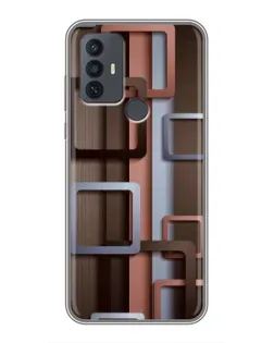 Чехол для TCL 30E с картинкой «Коричневые объемные квадраты»