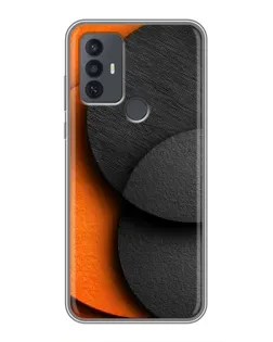 Чехол для TCL 30E с картинкой «Геометрия оранжевых кругов»
