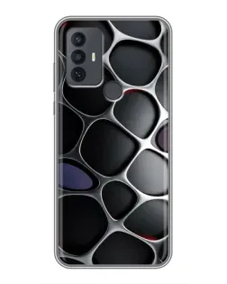 Чехол для TCL 30E с картинкой «Объемная темная решетка»