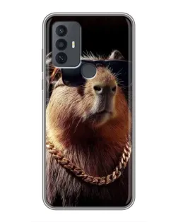Чехол для TCL 30E с картинкой «Капибара золотая цепь»