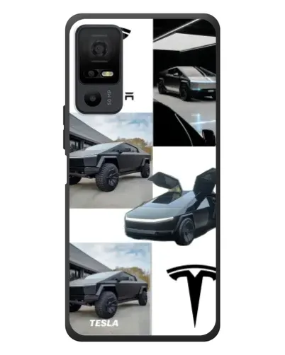 Чехол для TCL 40 NxtPaper 5G с картинкой «Коллаж Cybertruck Tesla»