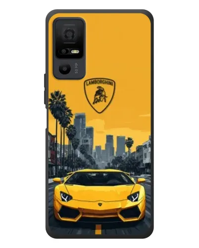 Чехол для TCL 40 NxtPaper 5G с картинкой «Желтый Lamborghini город»