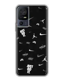 Чехол для TCL 40 SE с картинкой «Nike Black Pattern»