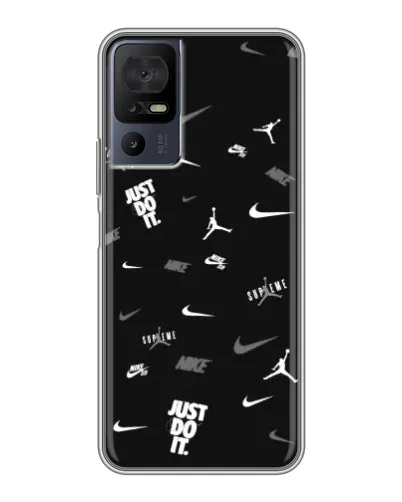 Чехол для TCL 40 SE с картинкой «Nike Black Pattern» Чехол для TCL 40 SE с картинкой «Nike Black Pattern»